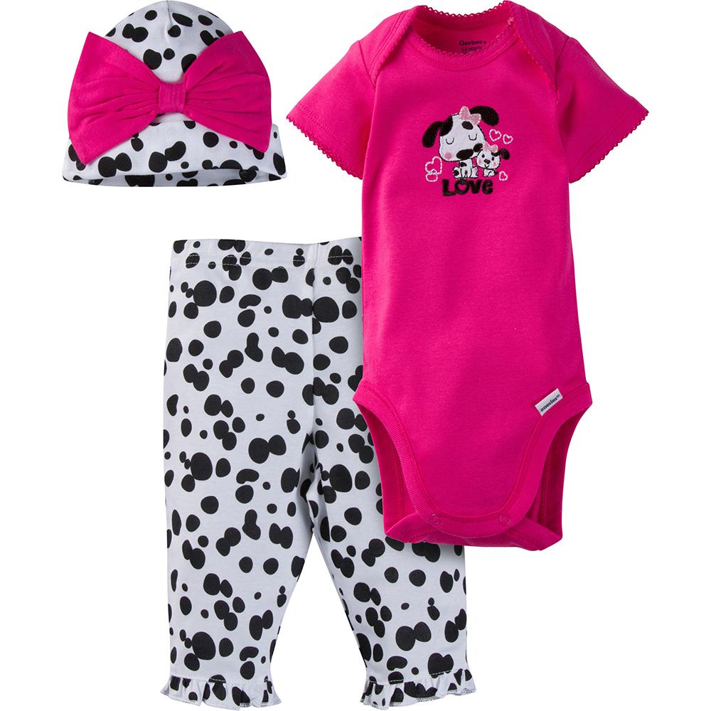3-Piece Girls Dalmatian Bodysuit and Pant Set