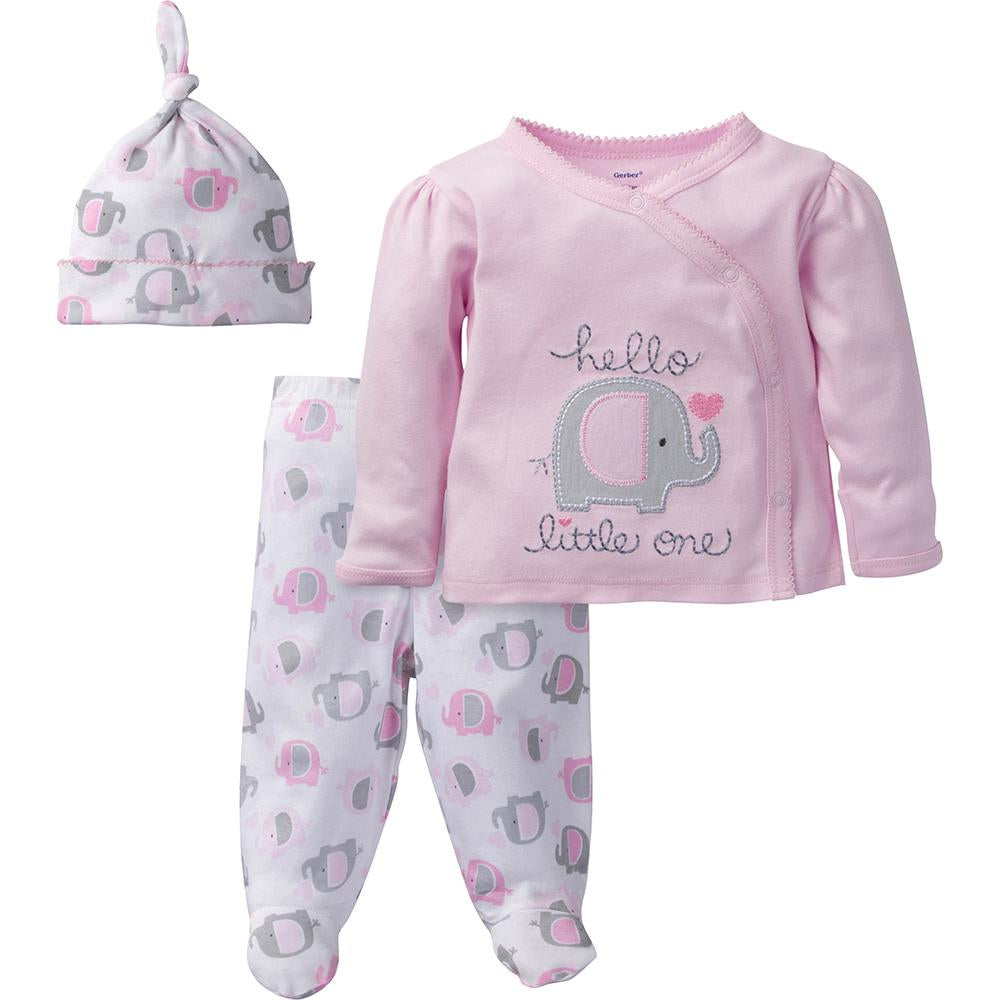 3-Piece Girls Pink Elephant Take-Me-Home Set