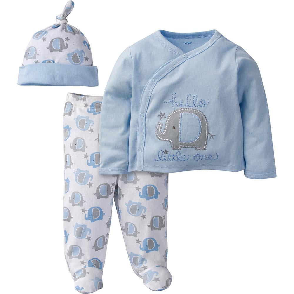 3-Piece Boys Blue Elephant Take-Me-Home Set