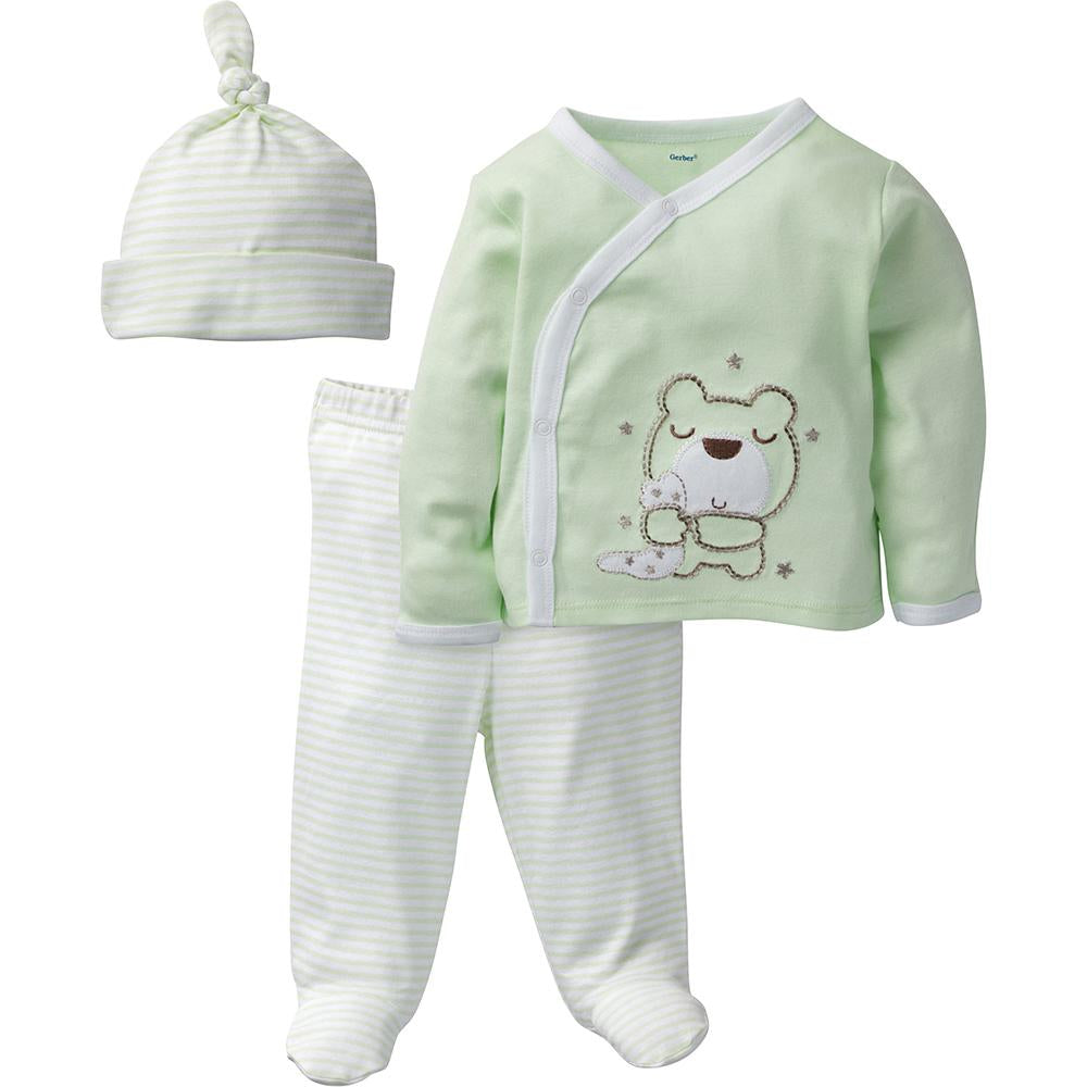 3-Piece Neutral Mint Green Bear Take-Me-Home Set