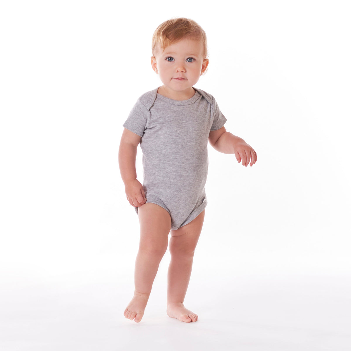 5-Pack Heather Grey Premium Short Sleeve Onesies Bodysuits, lifestyle photo 2