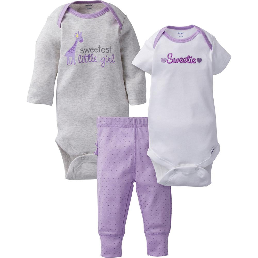 3-Piece Girls Purple Giraffe Take-Me-Home Set
