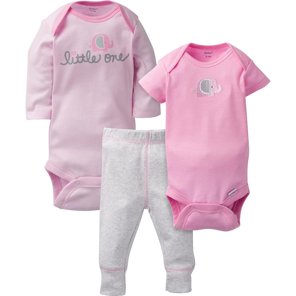 3-Piece Girls Pink Elephant Take-Me-Home Set