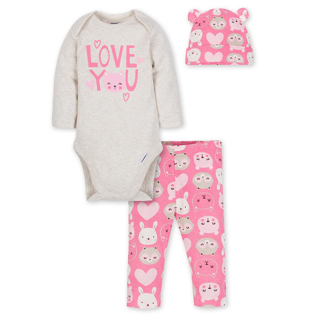 3-Piece Girls Bunny Bodysuit & Pants Set