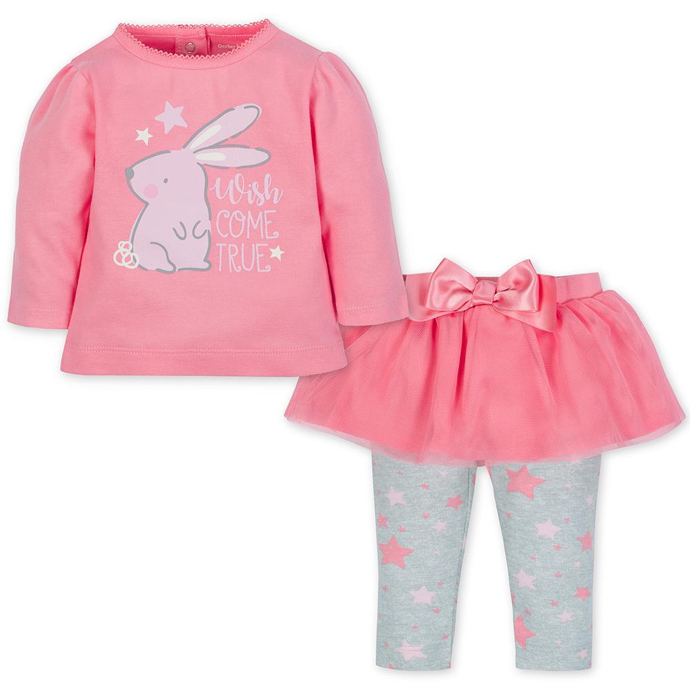 2-Piece Girls Bunny Top & Tutu Leggings Set
