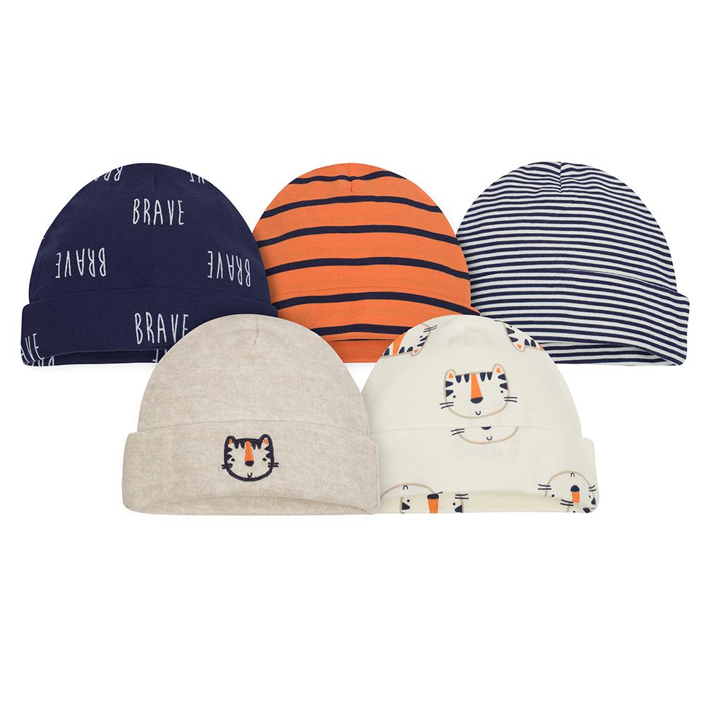 5-Pack Boys Tiger Caps