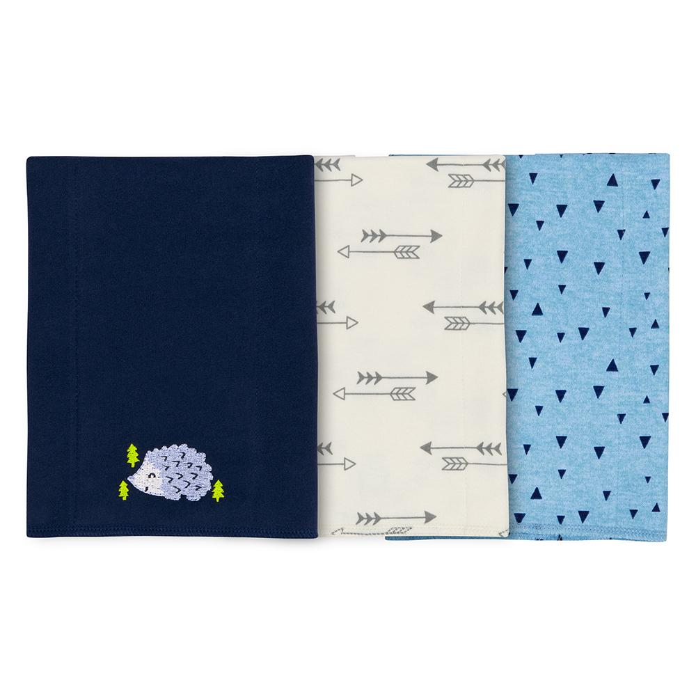 3-Pack Boys Hedgehog Knit Burp Cloth