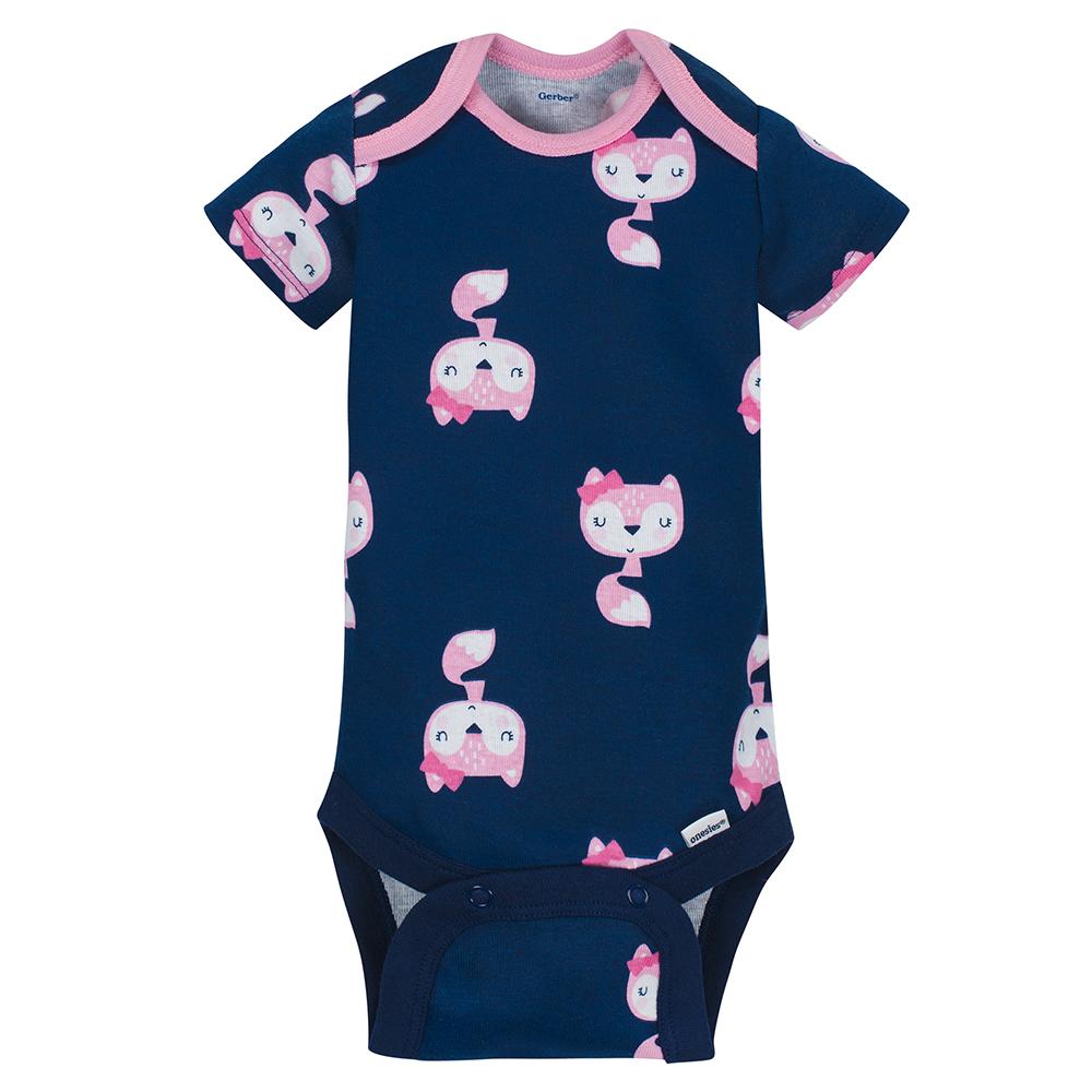 5-pack Girls Fox Short Sleeve Onesies Bodysuits, additional view 5