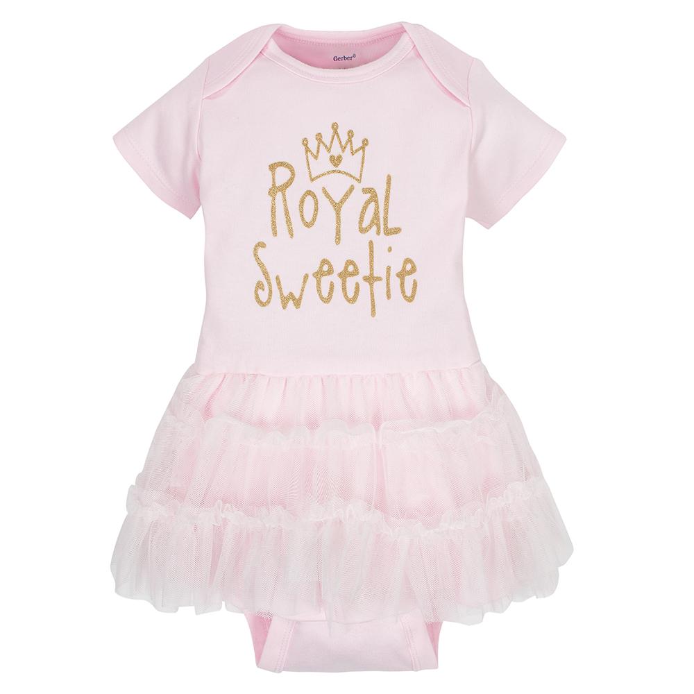 2-Piece Girls Tutu Short Sleeve Onesies Brand Bodysuit & Cap Set, additional view 1, view 2