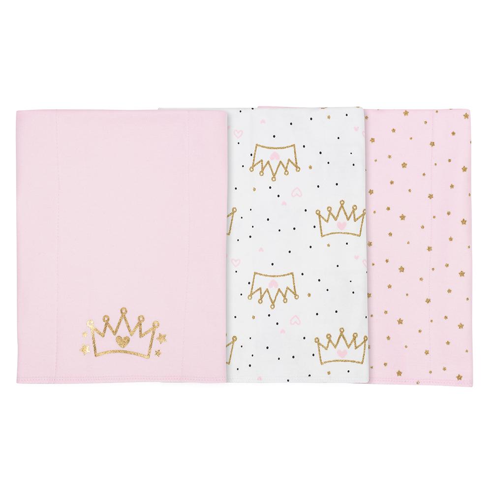 3-Pack Girls Princess Knit Burp Cloths