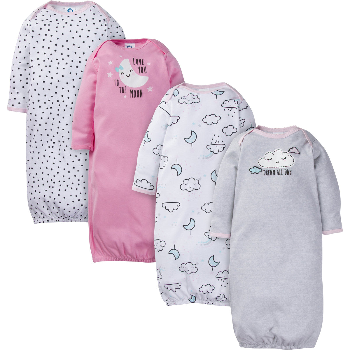 4-Pack Girls Clouds Gowns