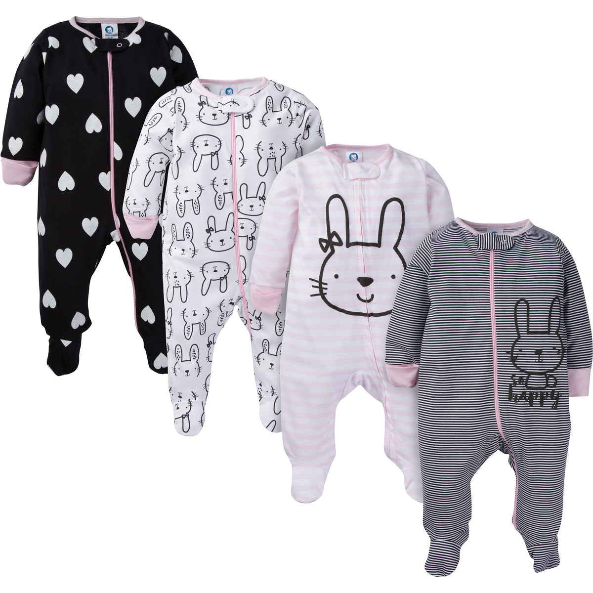 4-Pack Girls Pink Bunny Sleep N' Play
