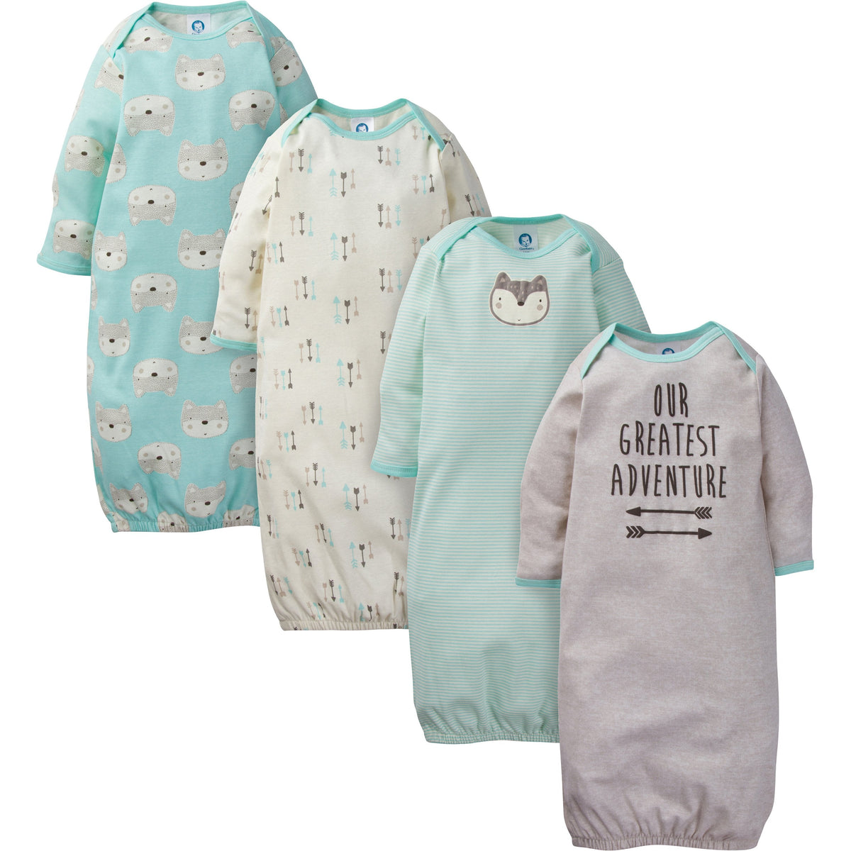 4-Pack Boys Fox Gowns