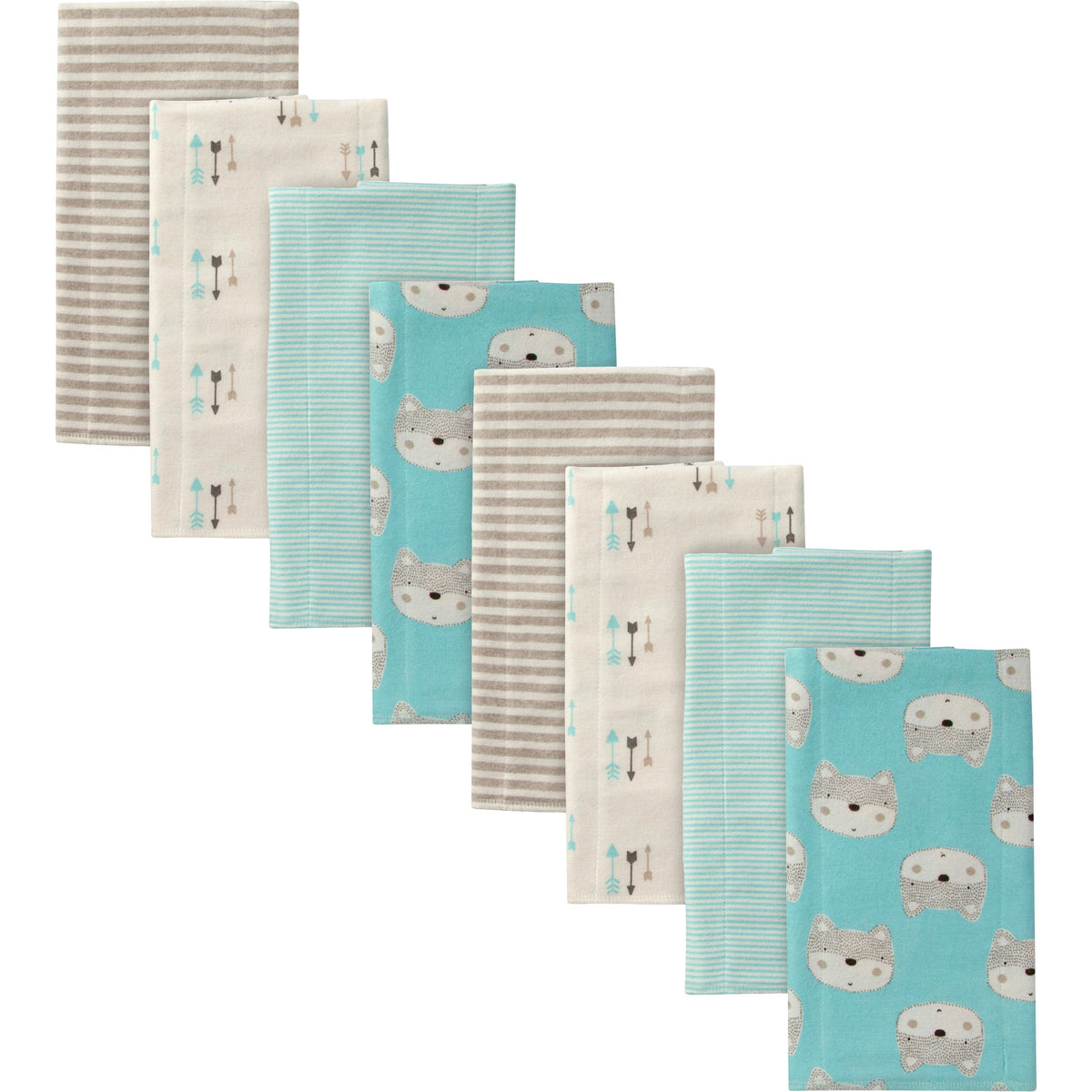 8-Pack Boys Fox Flannel Burp Cloths