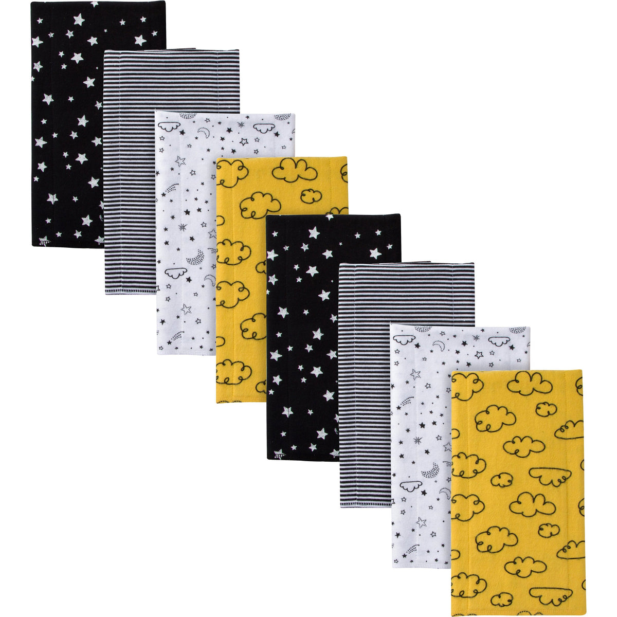 8-Pack Boys Stars Flannel Burp Cloths