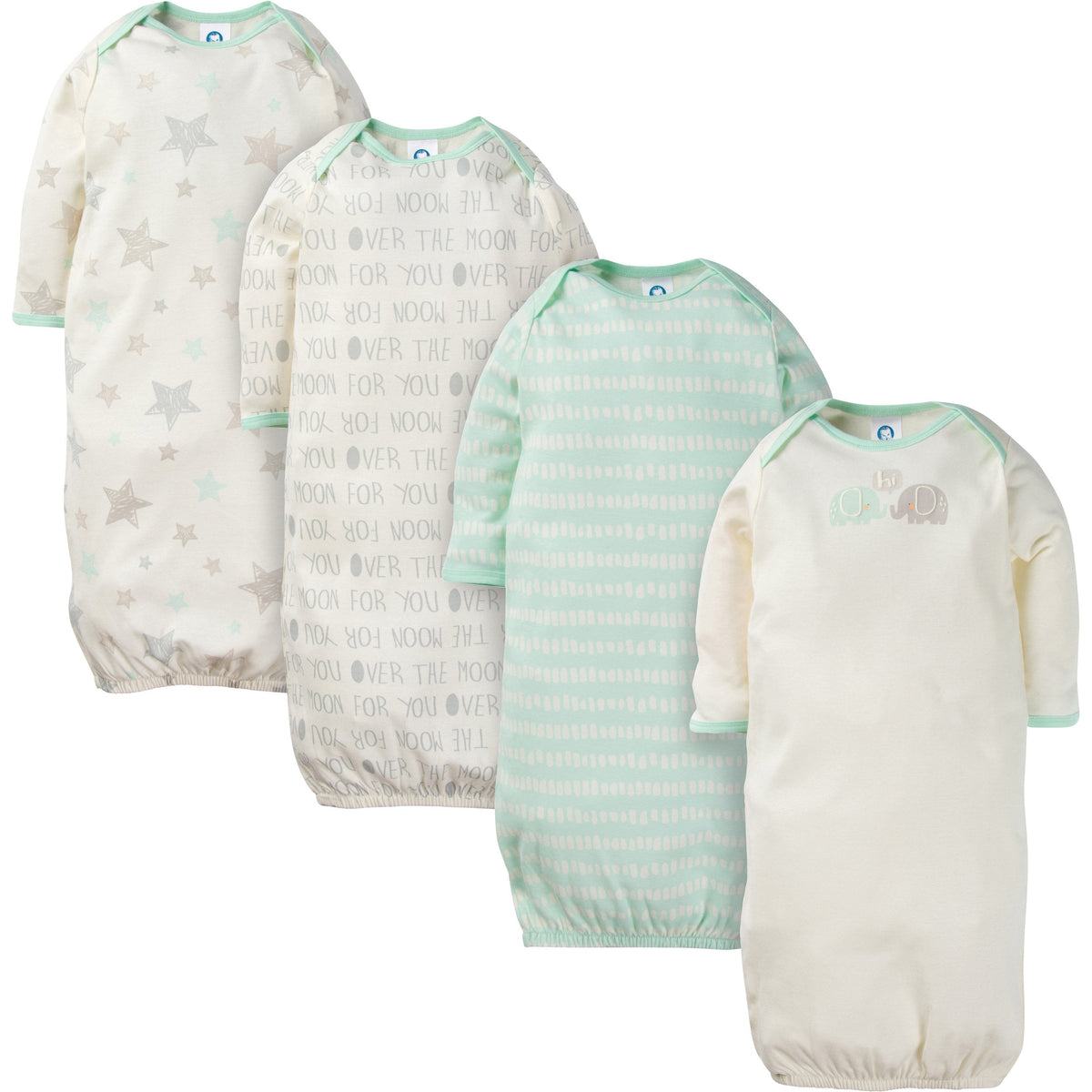 4-Pack Neutral Elephants Gowns