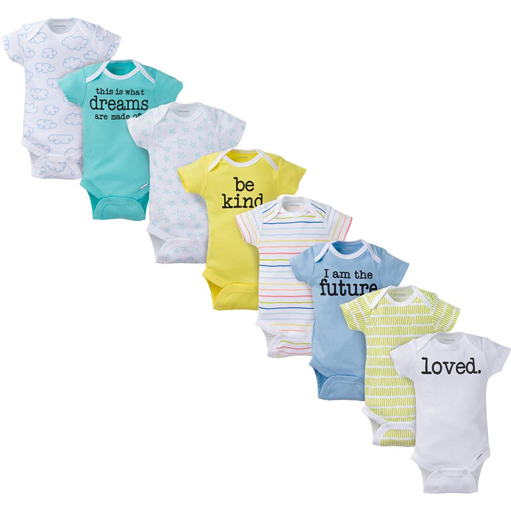 8-Pack Onesies Brand Baby Boy or Girl Unisex Short Sleeve Bodysuits