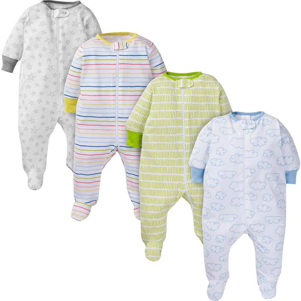 4-Pack Onesies Brand Baby Clouds Sleep N' Play