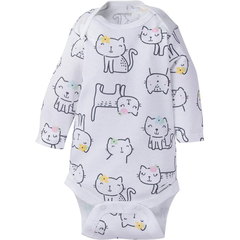 6-Pack Onesies Brand Baby Girl Long Sleeve Kitty Bodysuits, additional view 1