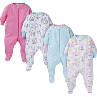 4-Pack Onesies® Brand Baby Girl Kitty Sleep N' Play