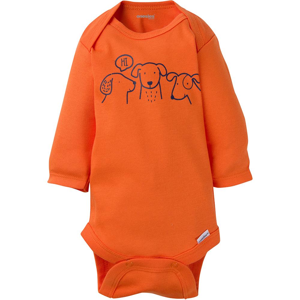 6-Pack Onesies Brand Baby Boy Navy & Orange Long Sleeve Bodysuits, additional view 1