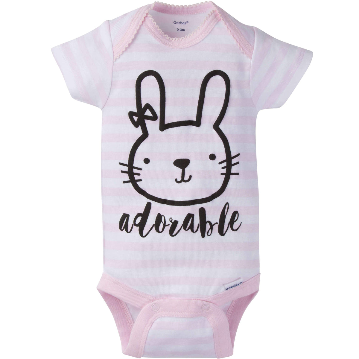 8-Pack Girls Bunny Short-Sleeve Onesies Bodysuits, additional view 2