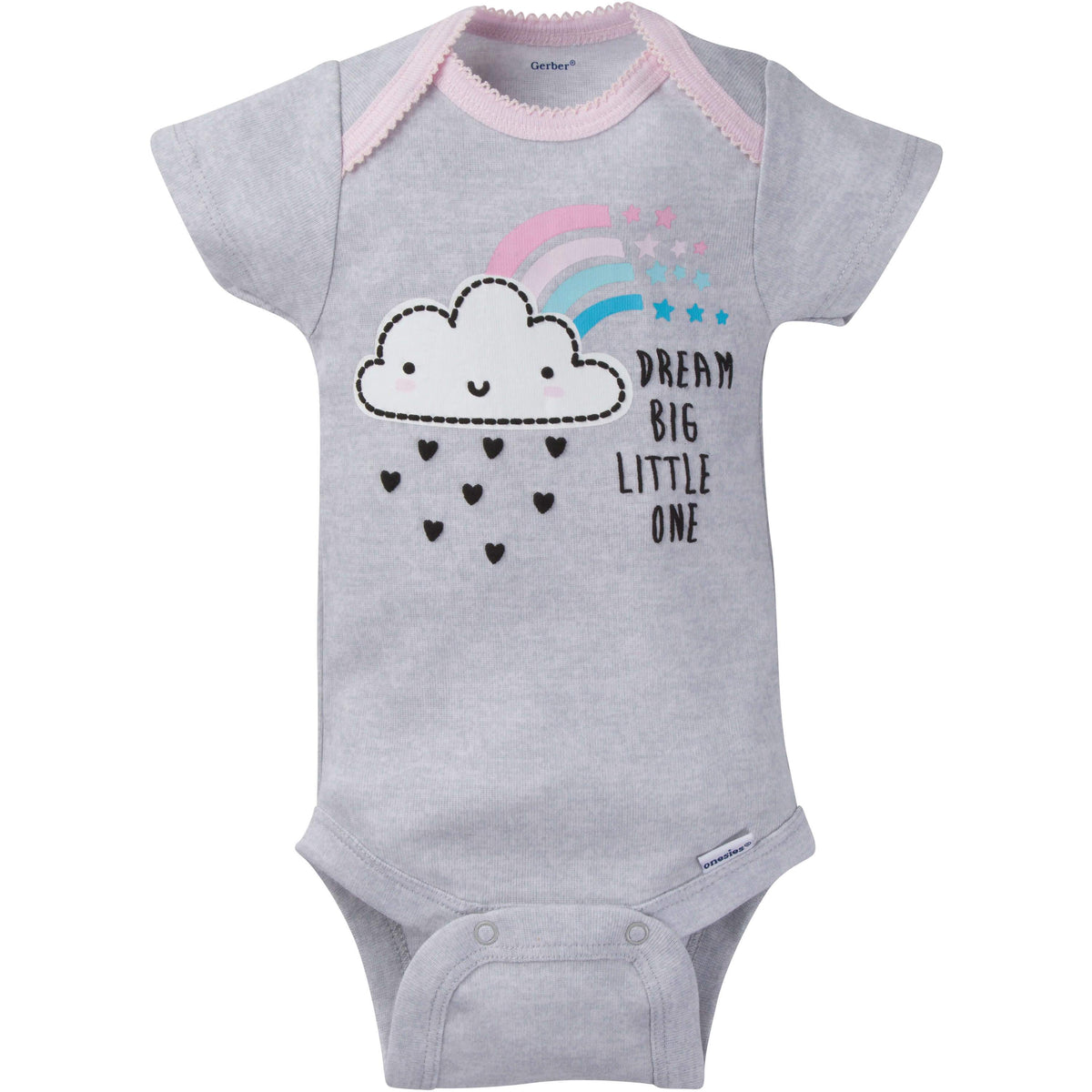 8-Pack Girls Clouds Short-Sleeve Onesies Bodysuits, additional view 1
