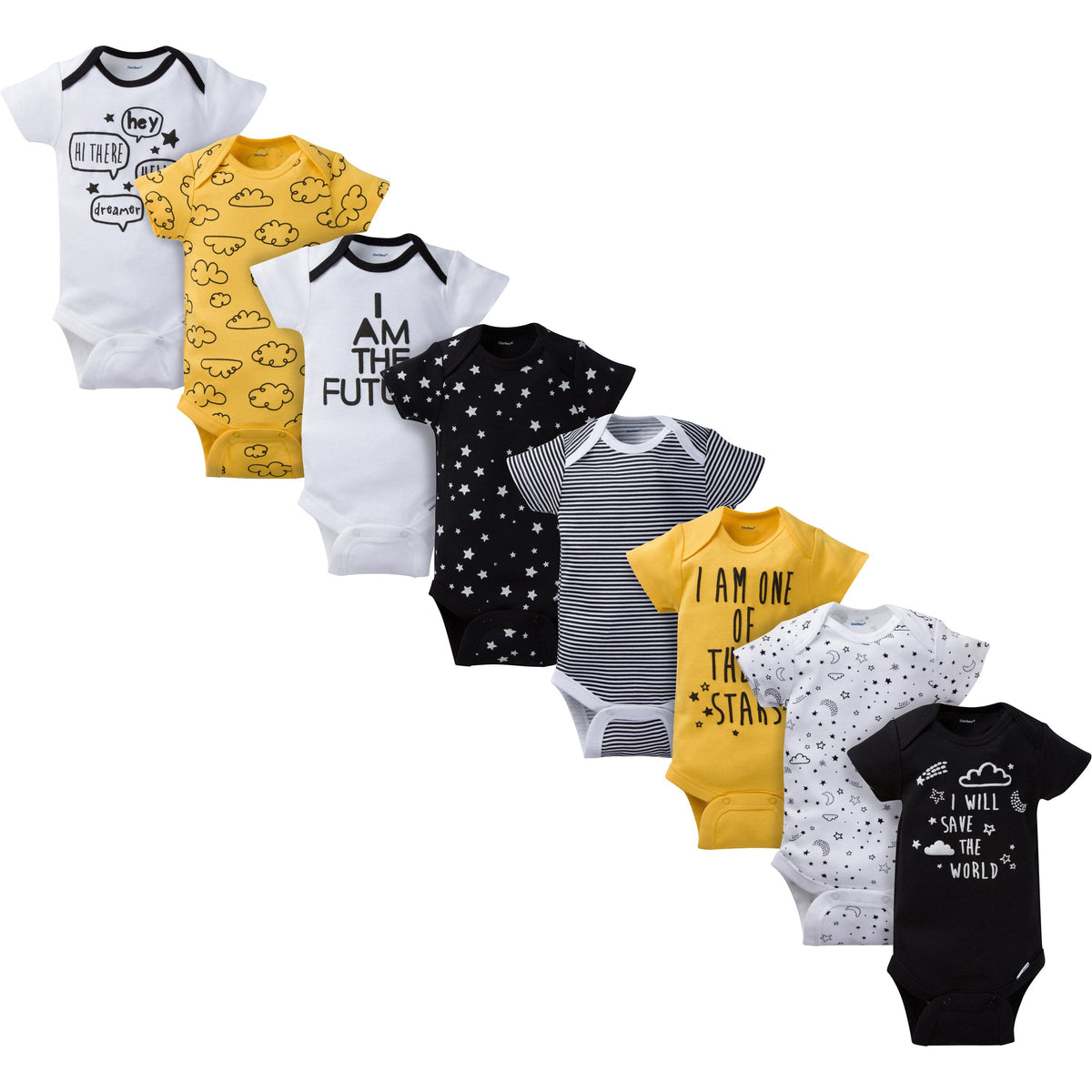 8-Pack Boys Short-Sleeve Stars Onesies Bodysuits