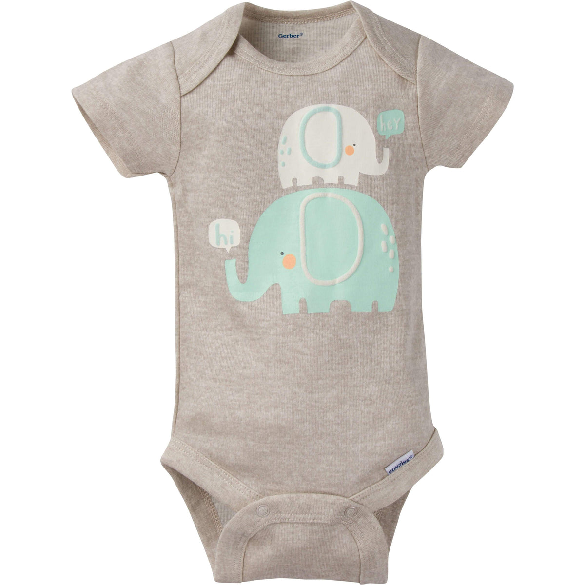 8-Pack Neutral Elephant Short-Sleeve Onesies Bodysuits, additional view 1