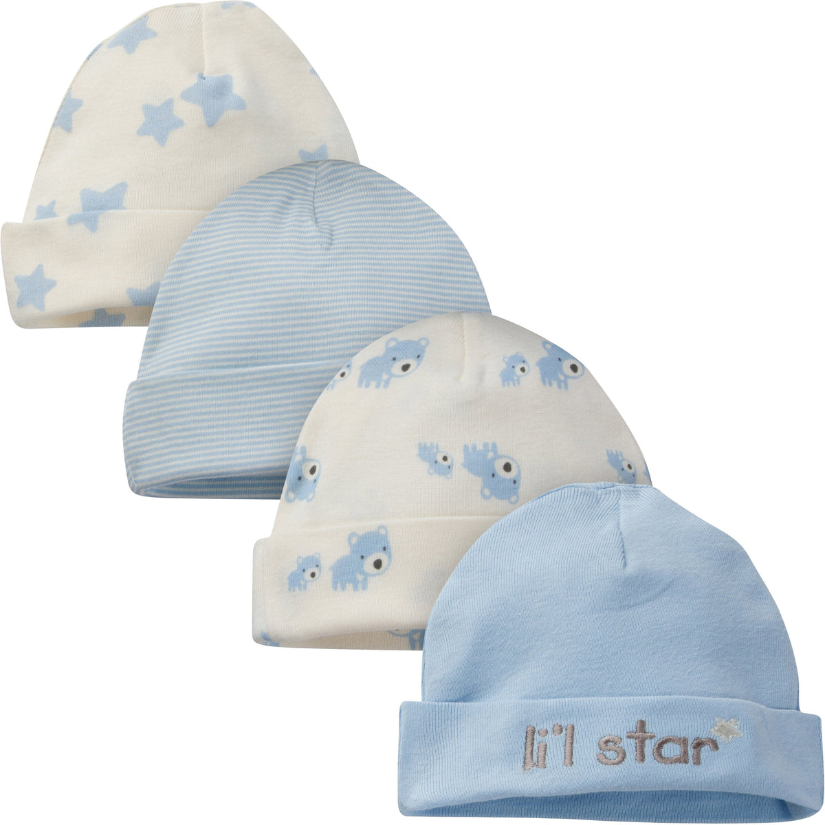 8-Piece Boys Bear Organic Cap and Mitten Set, additional view 1