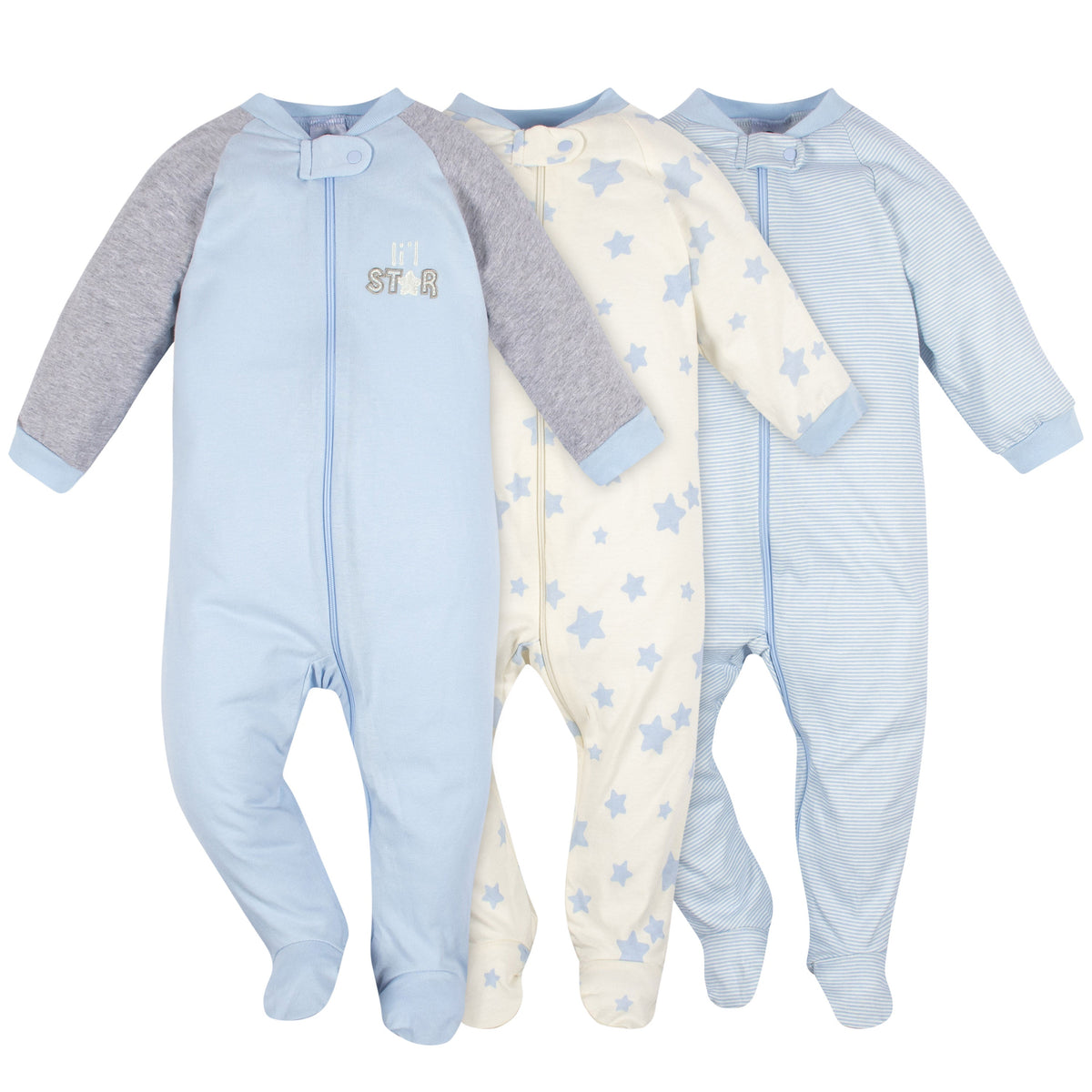 3-Pack Baby Boys Little Star Organic Sleep N' Plays