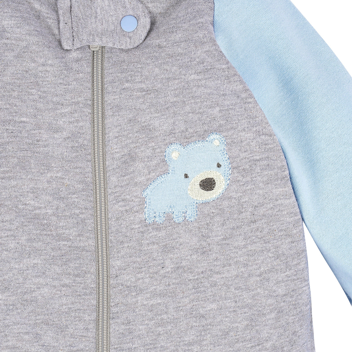 3-Pack Baby Boys Bear Organic Sleep N' Plays, close-up detail 1