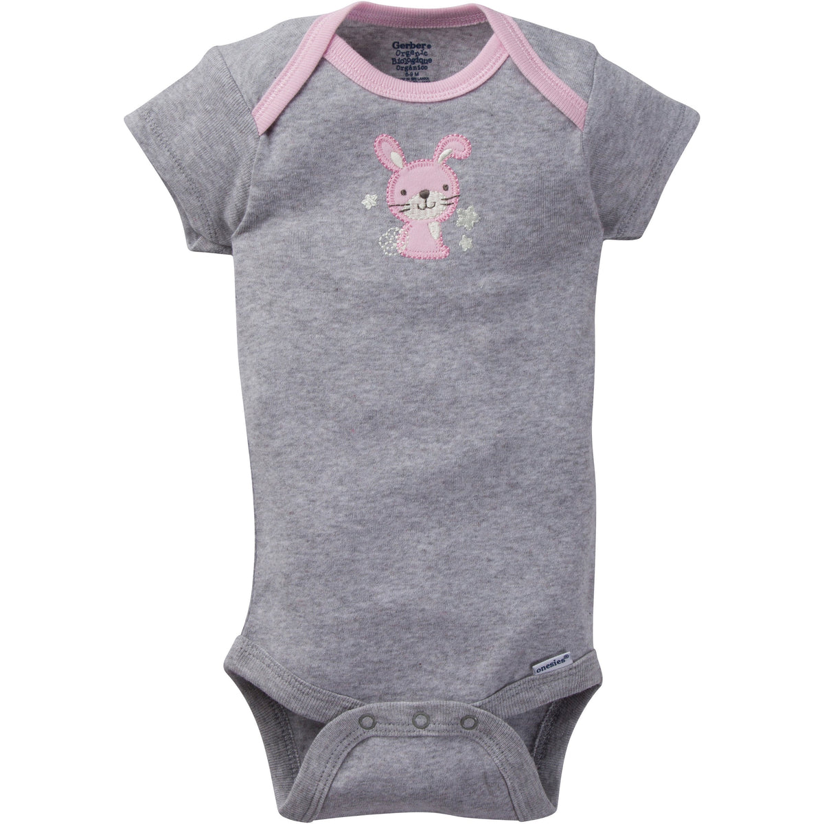 5-Pack Girls Bunny Organic Short-Sleeve Onesies Bodysuits, additional view 2