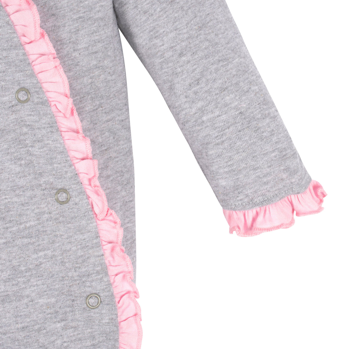 3-Pack Baby Girls Bunny Star Organic Sleep N' Plays, close-up detail 2