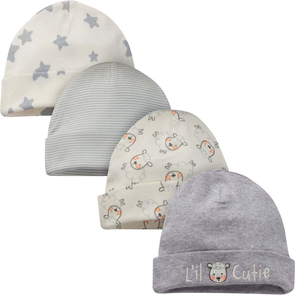 8-Piece Neutral Sheep Organic Cap and Mitten Set, additional view 1