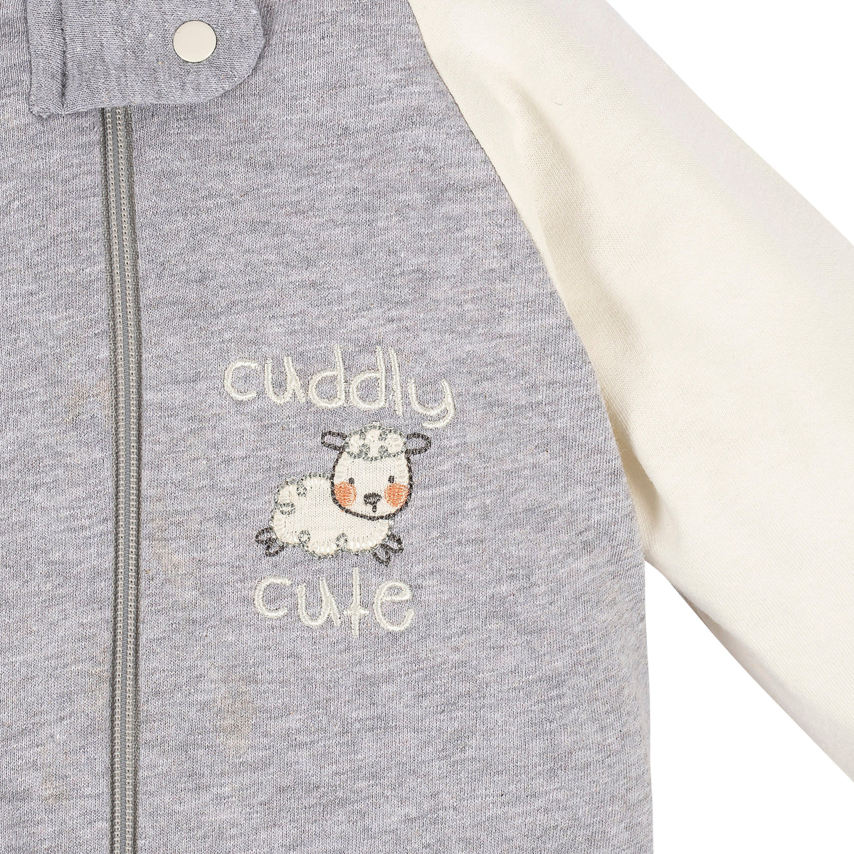 3-Pack Baby Neutral Cuddly Sheep Organic Sleep N' Plays, close-up detail 1