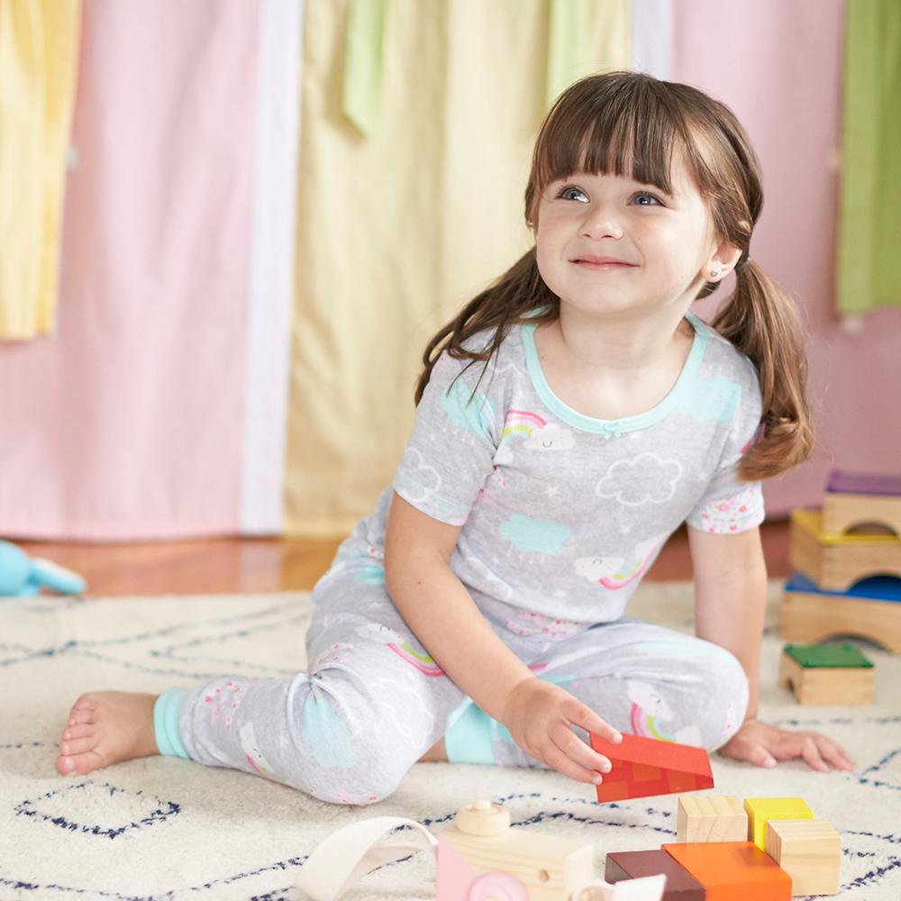 4-Piece Girls Rainbow Snug Fit PJs, view 2