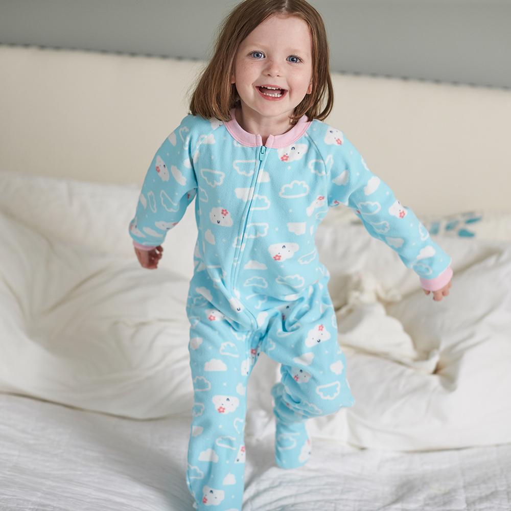 4-Pack Toddler Girl Clouds & Leopard Blanket Sleepers, view 2