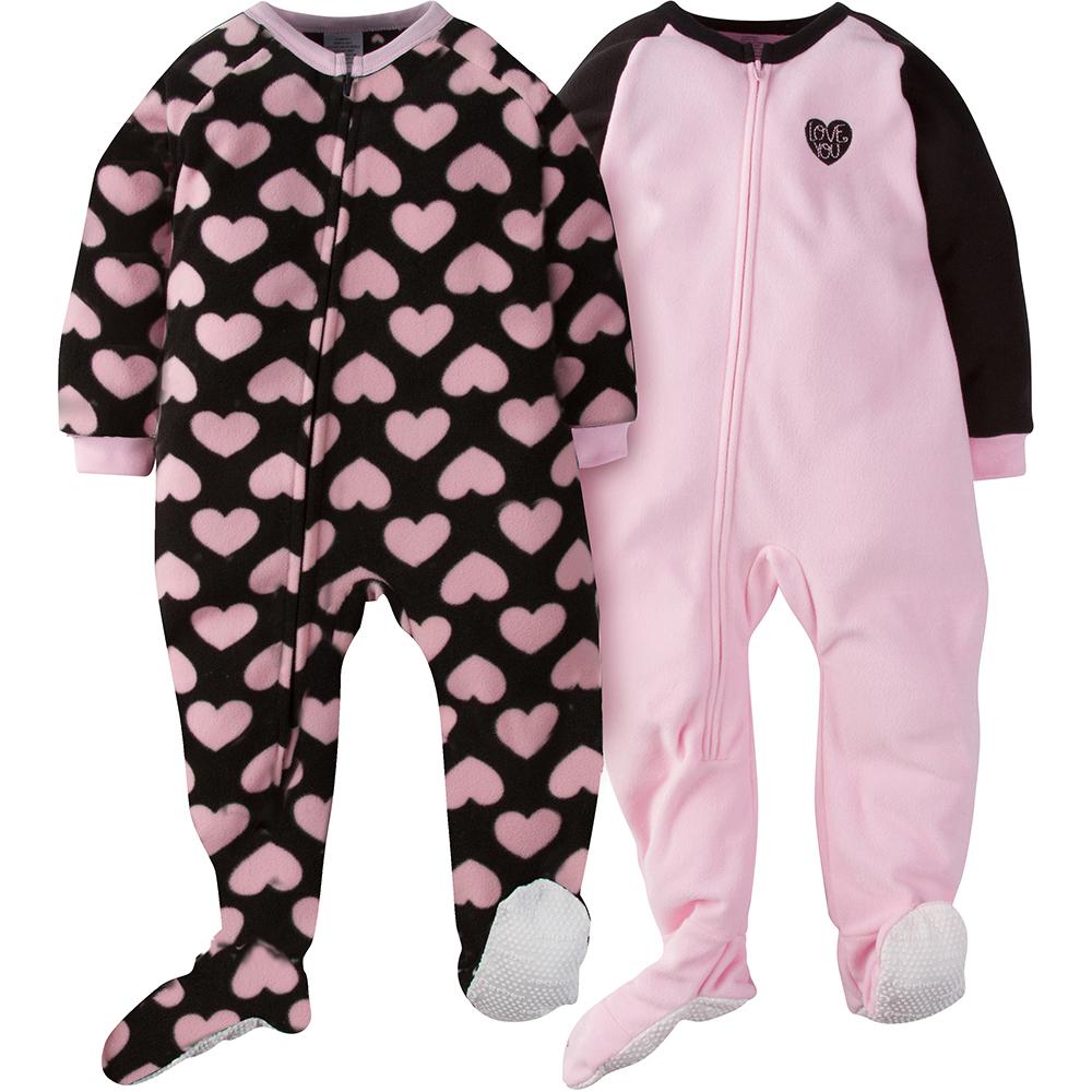 4-Pack Toddler Girl Hearts & Llama Blanket Sleepers, view 3