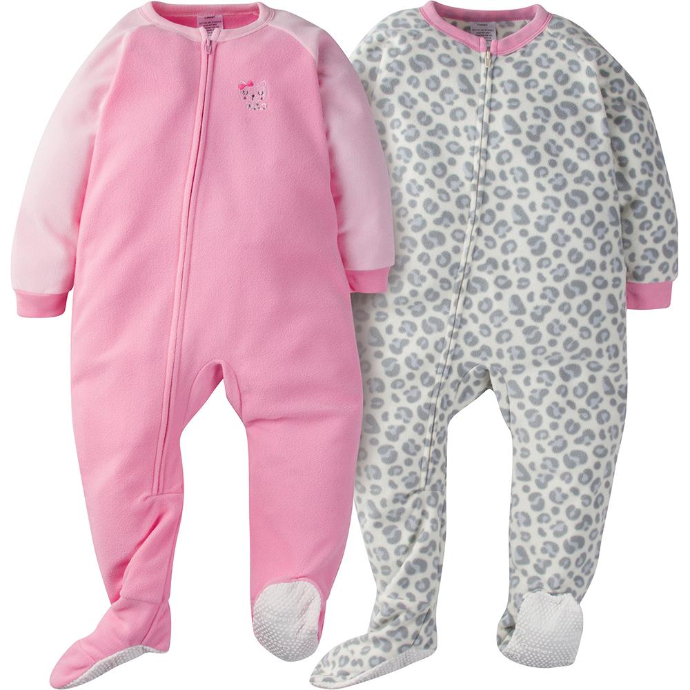 4-Pack Toddler Girl Clouds & Leopard Blanket Sleepers, view 4