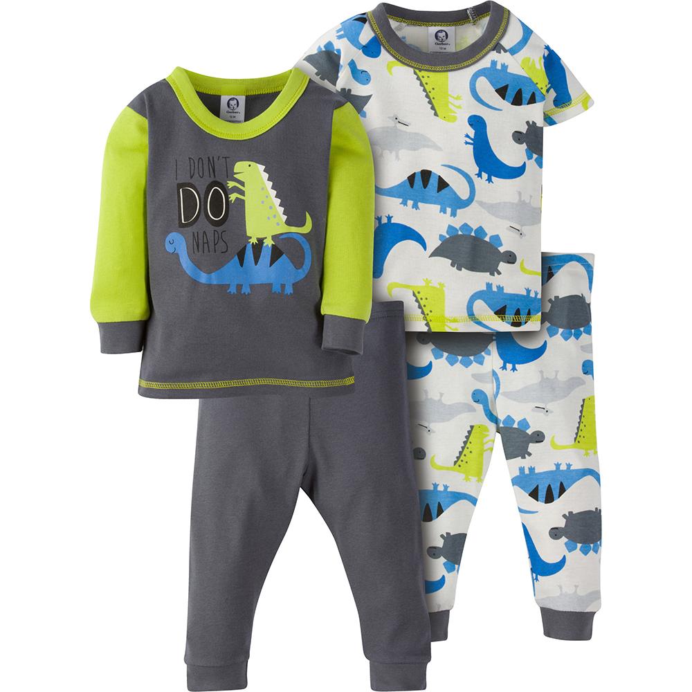 4-Piece Boys Dinosaur Snug Fit PJs