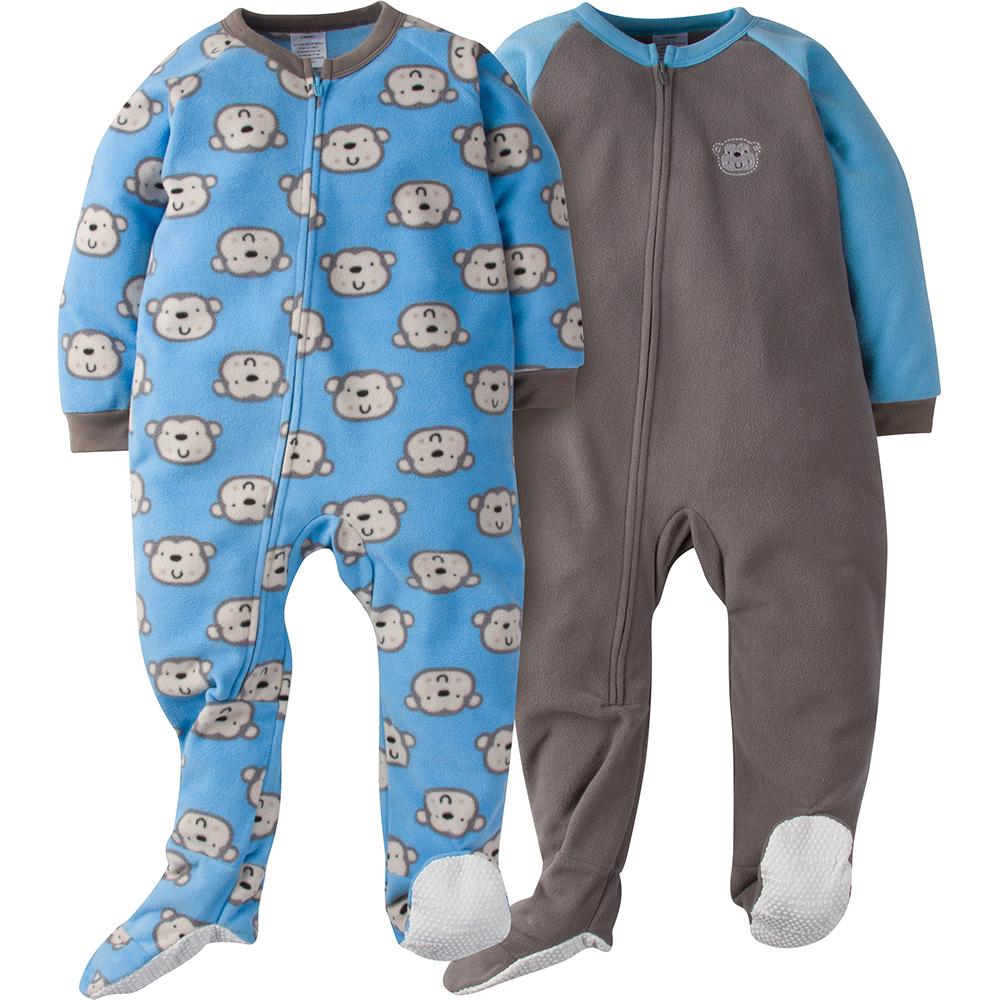 4-Pack Toddler Boy Monkey & Sports Blanket Sleepers, view 2