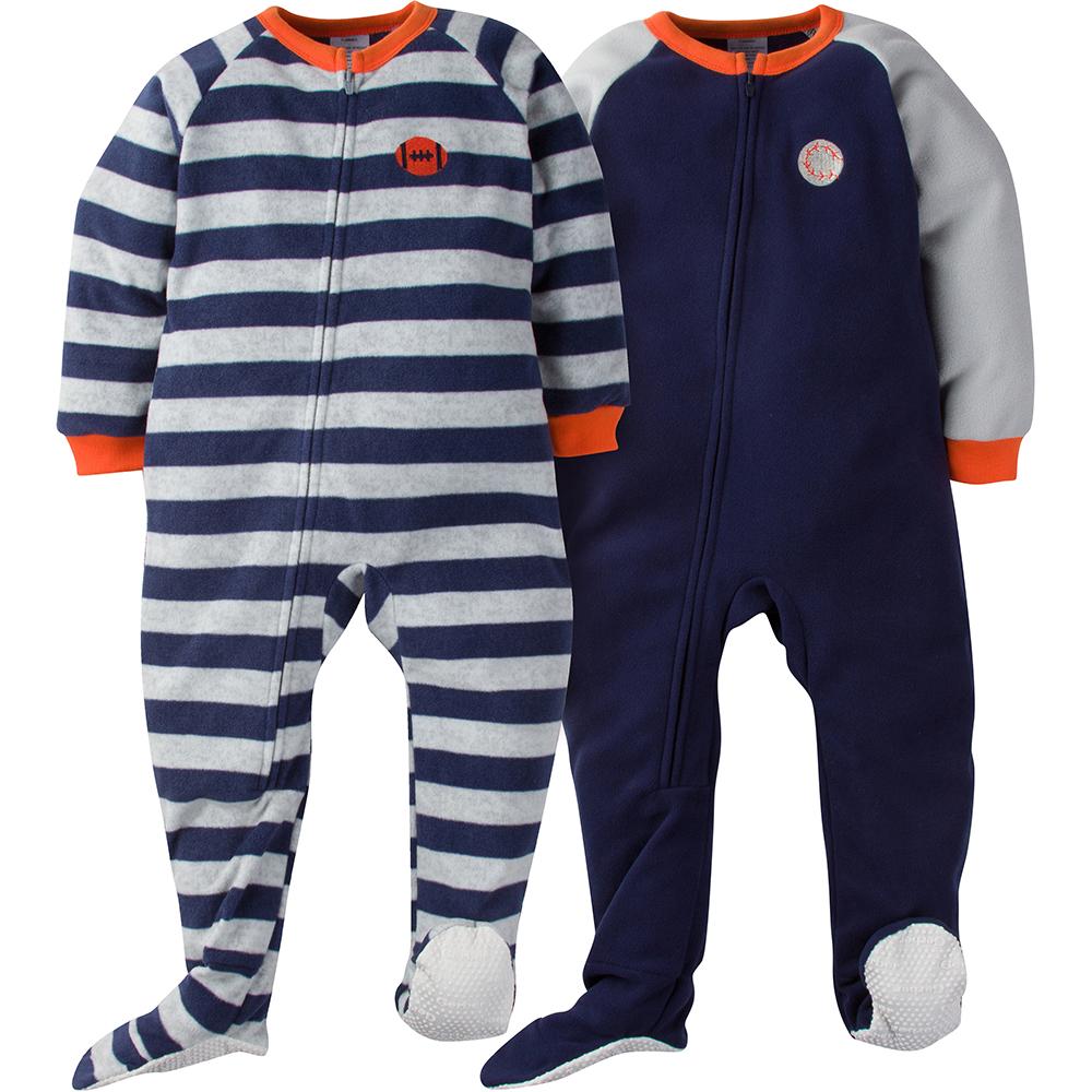 4-Pack Toddler Boy Monkey & Sports Blanket Sleepers, view 3
