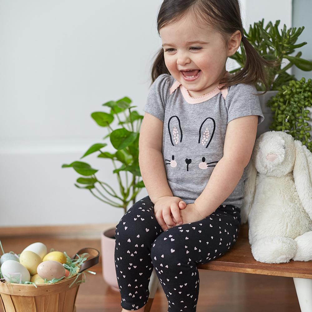 4-Piece Toddler Girls Bunny Shirts, Pant & Skort Set, view 2