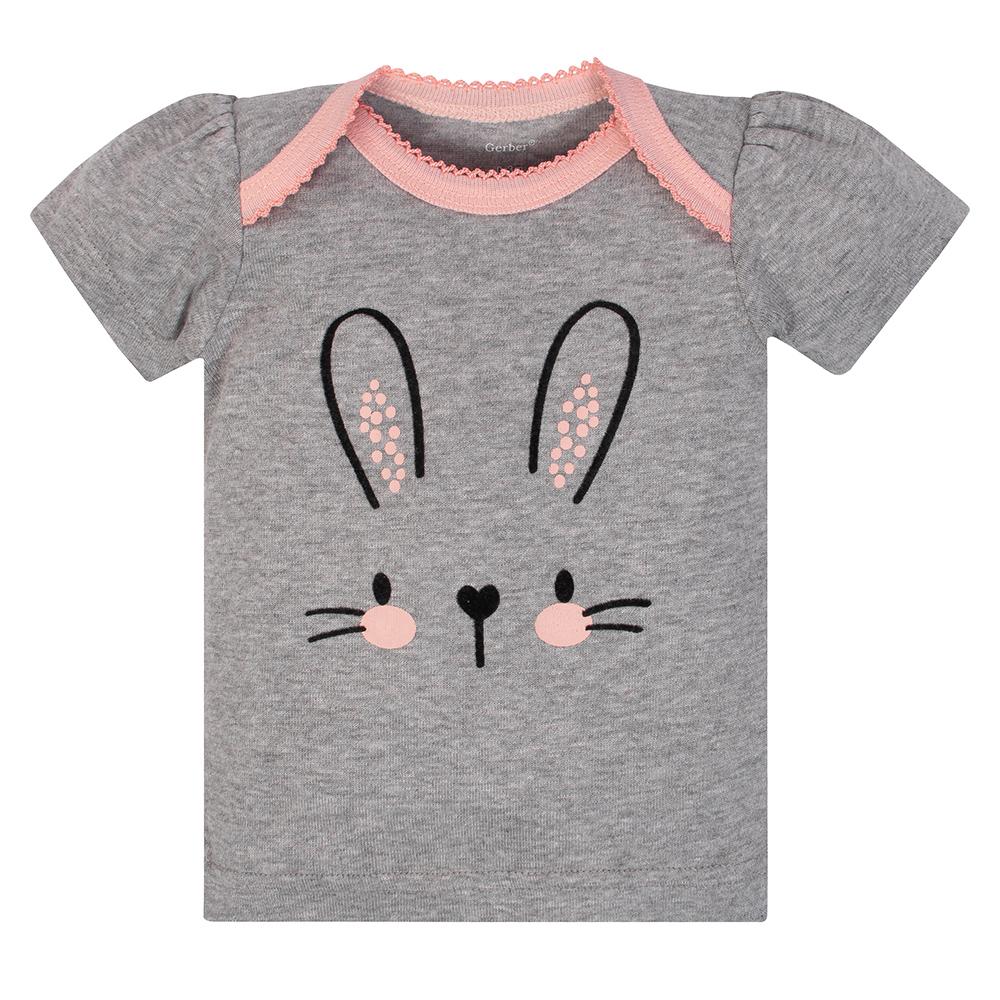 4-Piece Baby Girls Bunny Onesies Bodysuit, Shirt, Pants, and Skort Set, additional view 2