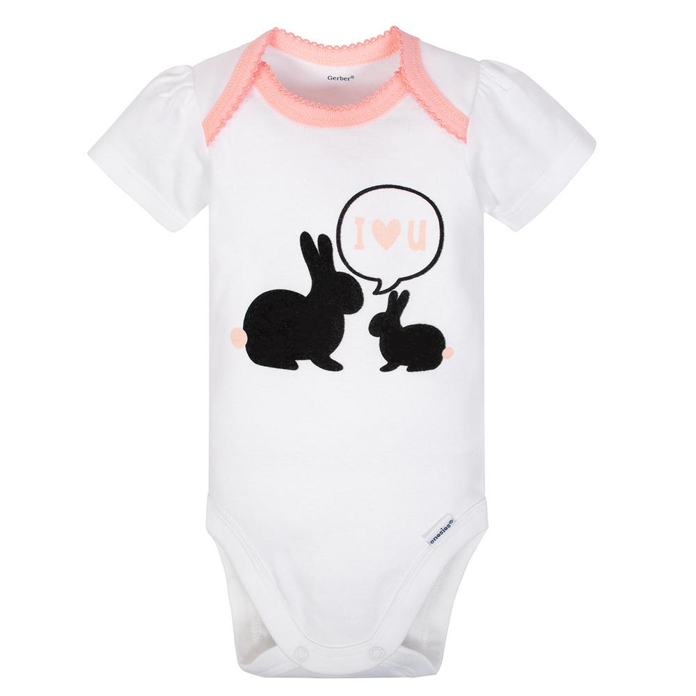 4-Piece Baby Girls Bunny Onesies Bodysuit, Shirt, Pants, and Skort Set, additional view 3