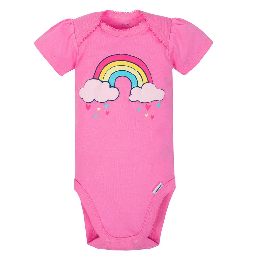 4-Piece Baby Girls Rainbow Onesies Bodysuit, Shirt, Pants & Skort Set, additional view 3