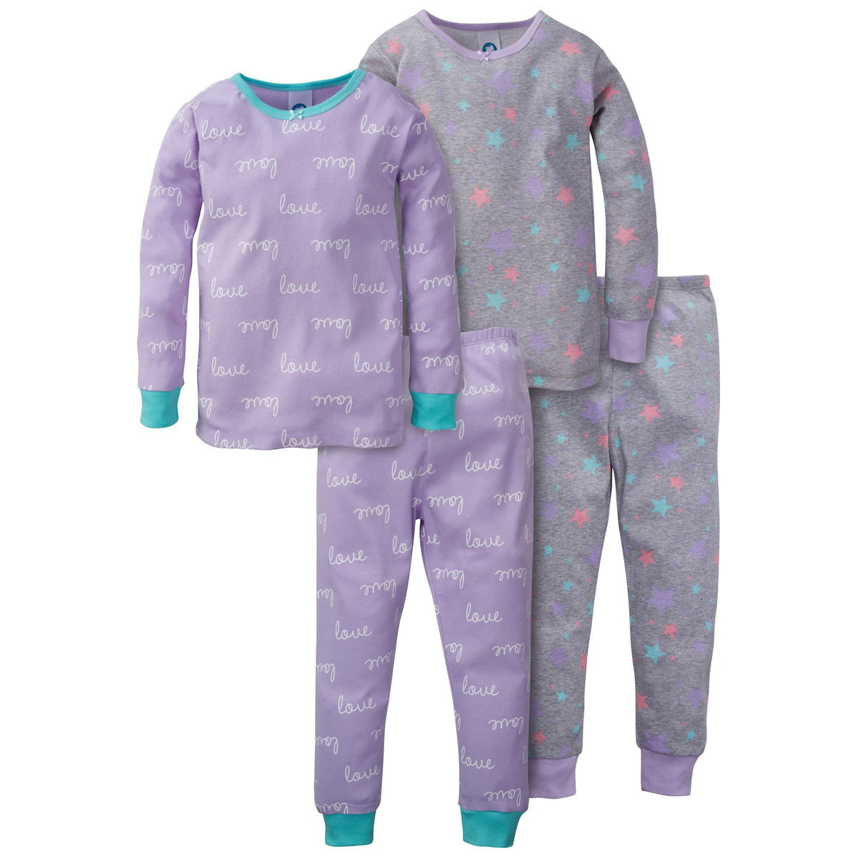 4-Piece Girls Love Organic Pajama Set