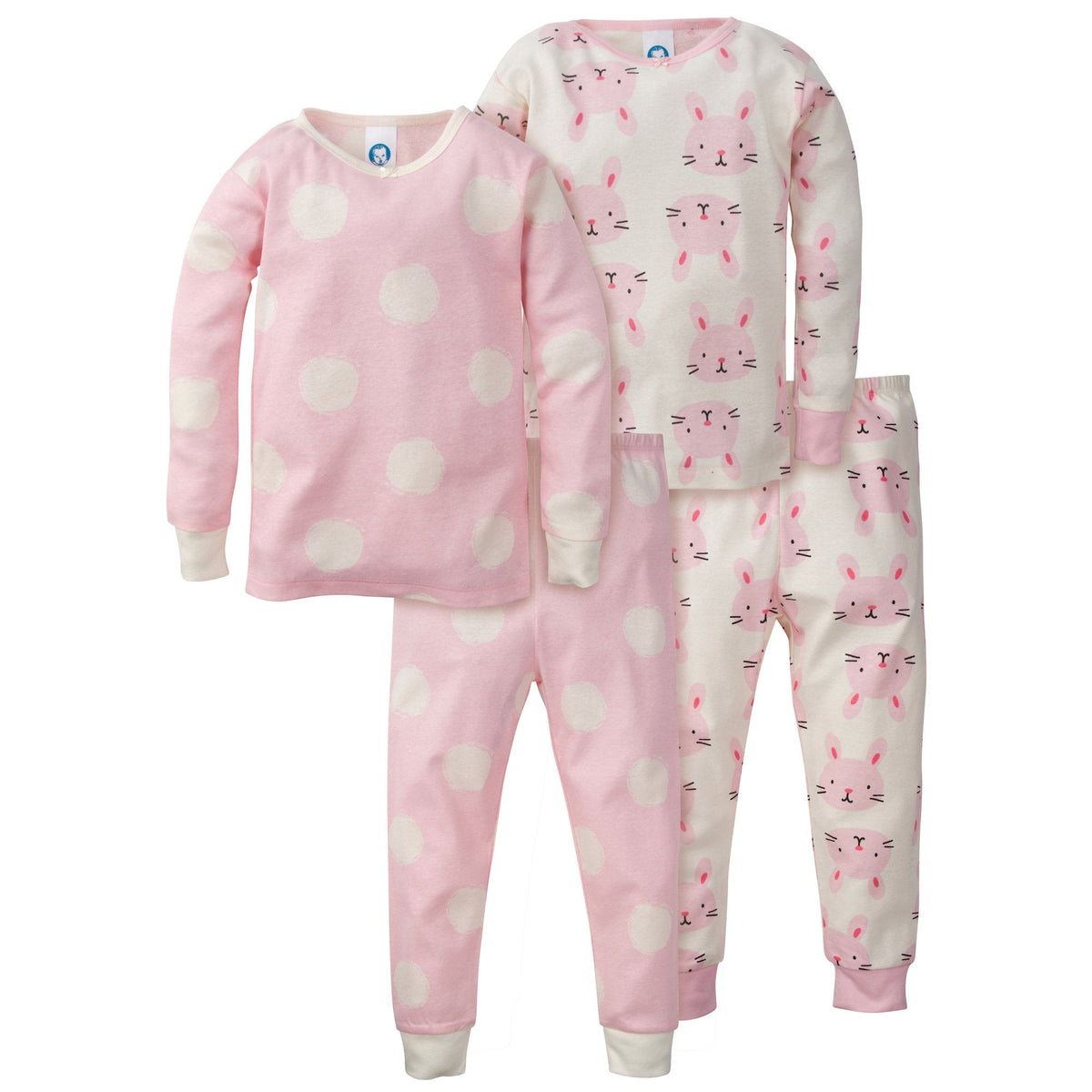 4-Piece Girls Organic Bunny Pajama Set