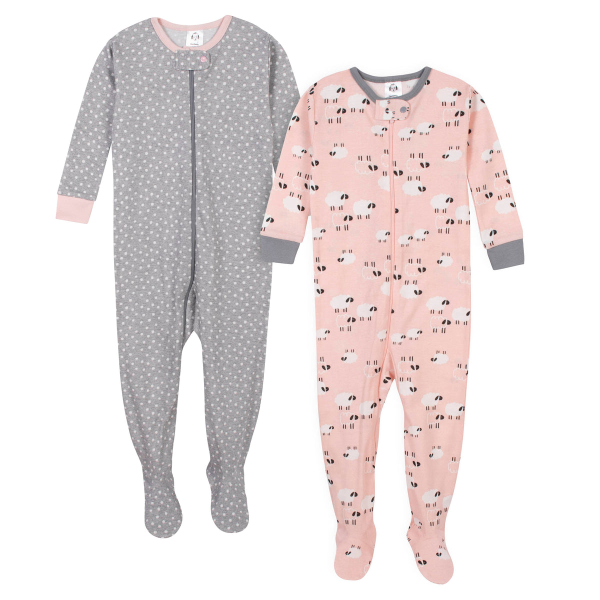 2-Pack Organic Baby Girls Sheep Snug Fit Footed Pajamas